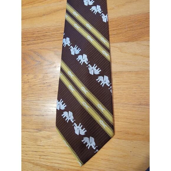 Vintage Elephant Safari Grenada by Excello Men's Tie 100% Polyester over 4" wide - Picture 4 of 10